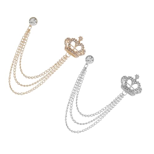 Generisch 2 Stück Vintage Brosche mit Strasssteinen und Quaste Kragenclip für Hemden und Anzüge Unisex Accessoire für Pullover Cardigans und Schals Langlebige Legierung Elegante von Generisch