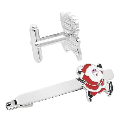 Generisch 2 Stück Weihnachtsmann Krawattenklammern Mini Dekorative Metallklammern Elegantes Design für Herren Anzug Party Kostüm Weihnachten Accessoire von Generisch