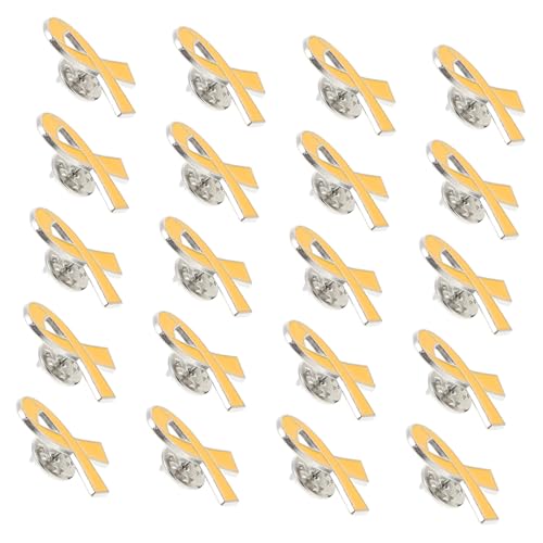 Generisch 20 Stück Gelbe Schleife Anstecknadeln Damen und Herren Broschen für Gesundheitskampagnen Symbolische Metall Pins für Wohltätigkeit und Awareness Aktionen von Generisch