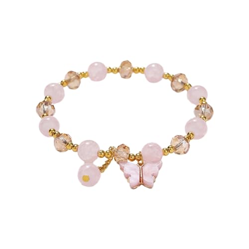 Generisch 2024 Imitations-Jade-Schmetterling-Kristallglas-Armband Tochter Kinder-Perlenarmband Armbänder Perlen Kinder (A, A) von Generisch