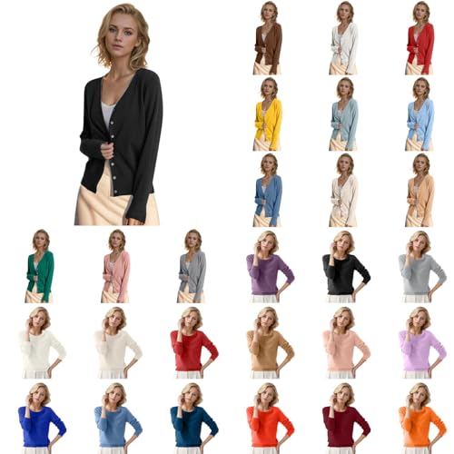 Generisch 2024 Pullover Damen Oversize Rundhals Strickpullover Lose Warm Einfarbig Sweater Basic Strickjacken Winter Langarm Strickcardigan Tops Frauen Elegant Strickpulli Die Discounter von Generisch