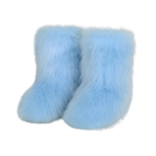 Generisch 2025, lässig, Winter, Outdoor-Sport, farbenfroh, warm, Wolle, wie Schneestiefel, Wadenstiefel Damen Schuhe Mit Keilabsatz (Sky Blue, 37) von Generisch