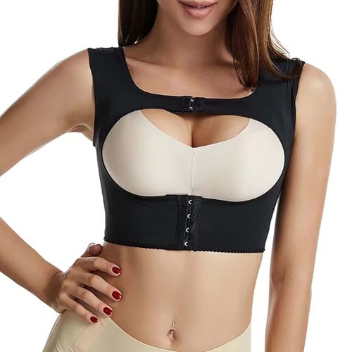 Generisch 2025 BH Damen Soft Bequeme Push Up BHS Bra Damen-Brea-Mash-Bruststraffung X-förmiger Verschönerungs-Rückenkorsett Brust- Rückenhaltungskorrektur Frontschnallen-BH (Black XL) von Generisch