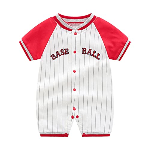 Generisch 2025 Baby Onesie Sommerkleidung Baby Baumwolle Krabbelkleidung Neugeborenes Baby Kinderkleidung Baseball Sport Babykleidung Body Hose Baby (Red, 6-9 Months) von Generisch