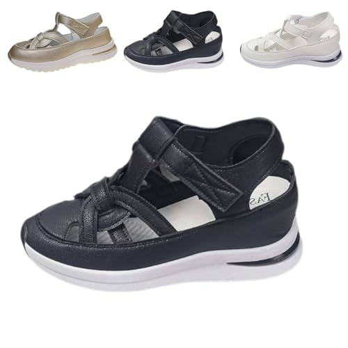 Generisch 2025 Bomre Orthopedic Sandals, Bomre Orthopedic Slip on Shoes Women, Hollow Out Closed Toe Platform Wedges for Women (Black,40) von Generisch