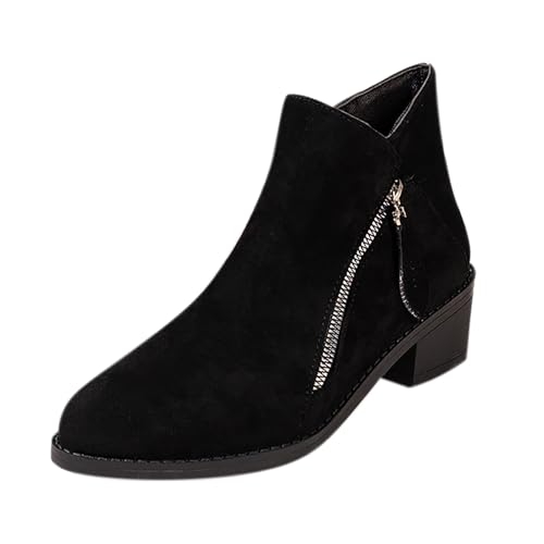 Generisch 2025 Damen Winter Mode Suff Stiefeletten Casual Comfort Stiefel Business Schuhe Damen 40 (Black, 41) von Generisch