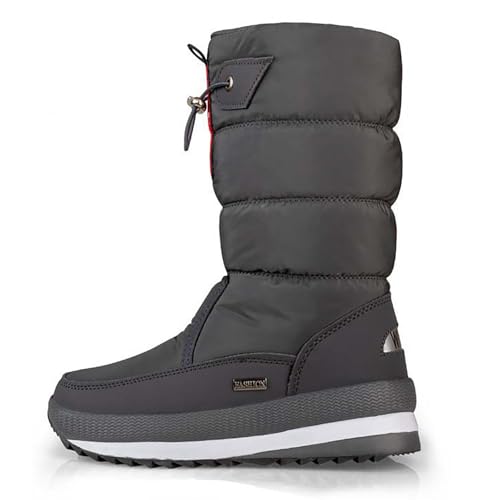 Generisch 2025 Damen Winterstiefel mit Dicker Sohle Fleece-Schutz, einfarbig, zum Hineinschlüpfen (Grey, 38) von Generisch