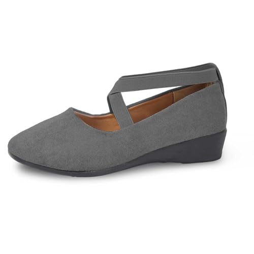 Generisch 2025 Einfarbig Elastische Freizeitschuhe EIN Slip-On Temperament Bequeme Schuhe (Grey, 36) von Generisch