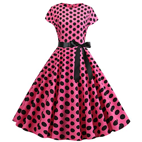 Generisch 2025 - Frauen Vintage-50er Jahre Retro Kurzarm-Dot Druck Abend Party Abschlussball Swingkleid uzierte Kleider (L) von Generisch