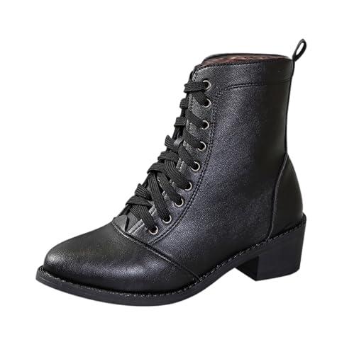 Generisch 2025 Herbststiefeletten für Damen mit spitzer Spitze klobigem Absatz Schuhe Damen Sneaker in (Black, 37) von Generisch