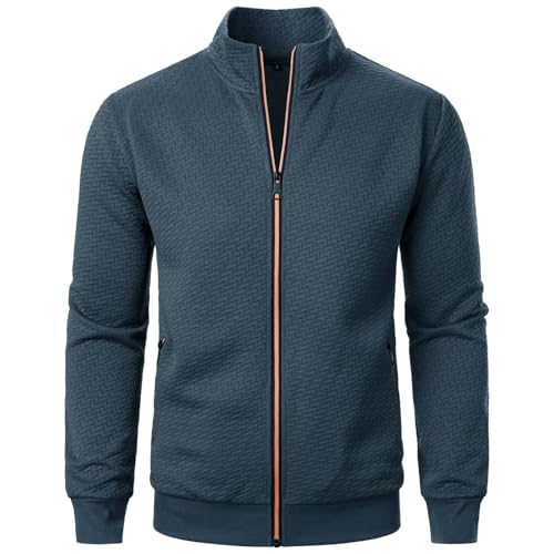 Generisch 2025 - Herren Einfarbig Herbst Und Winter Langarm Jacke Mantel Quadratischen Plaid Reißverschluss Strickjacke Sweatshirt Herren Winter Mäntel (Grey, XXL) von Generisch