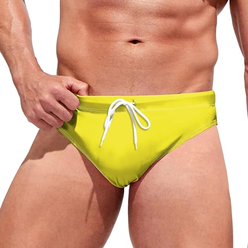 Generisch 2025 - Herrenmode Freizeit Hawaii Weich bequem Schwimmen Hot Springs mit dreieckiger Badehose Coole Badehosen Männer (Yellow, L) von Generisch