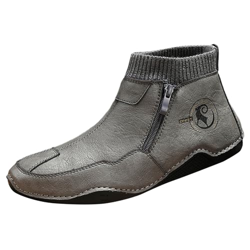 Generisch 2025 Jungen PU Stiefeletten Winter Warme Stiefel Freizeitschuhe Outdoor Freizeitschuhe Schuhe Herren Beste (Grey, 42) von Generisch