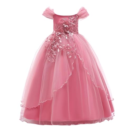 Generisch 2025 - Kinder Kleid Prinzessin Kleid Linie Schulter Mädchen Leistung Lange Pommel Party Mädchen S (12-14 Years) von Generisch