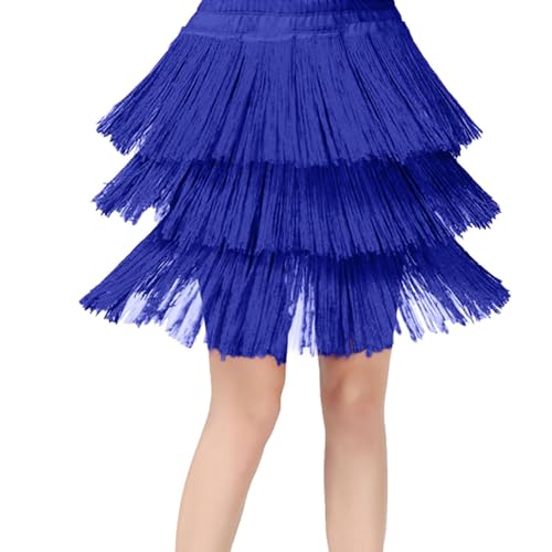 Generisch 2025 - Kinder Mädchen Quasten Tanzrock Latein Ballsaal Layered Fringe Dancewear Festlich Mädchen (Blue, 10-11 Years) von Generisch
