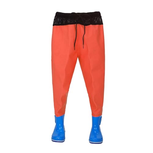 Generisch 2025 Kinder-Wathose, Regenhose, Jugend-Angel-Wathose für Kleinkinder, wasserdichte Jagd-Wathose mit Regenstiefeln Kinder Hose Jungen 152 (Orange, 7-8 Years) von Generisch