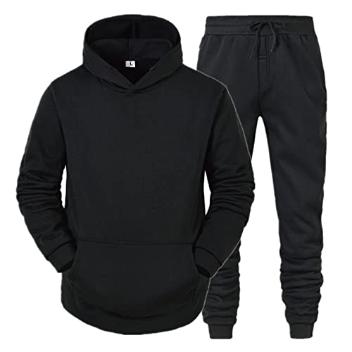 Generisch 2025 - Männer Winter Sets Freizeit Einfarbig Pullover Hosen Sportanzug Weste Airsoft (Black, XL) von Generisch