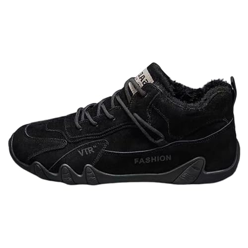Generisch 2025 Mode-Stil Herren atmungsaktiv bequem Freizeit einfarbig Sport Stiefeletten Kletterschuhe Schuhe Herren Bootsschuhe (Black, 44) von Generisch