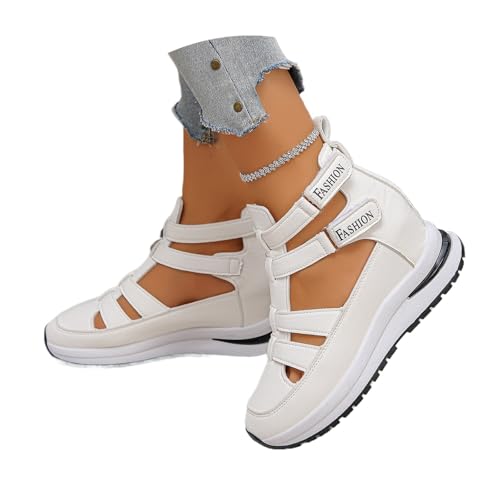 Generisch 2025 New Side Adjustable Hook and Loop Comfortable Wedge Sandals Comfortable Lightweight Wedge Sandals (White,37) von Generisch