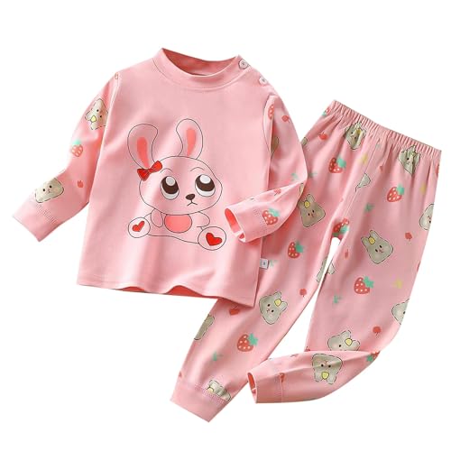 Generisch 2025 Schlafanzug Für Mädchen Kinder Cartoon Kuschel 2 Teiler Pyjama Set Baumwolle Schlafanzüge Mit Langarm Hosen Nachtwäsche Bequem Atmungsaktiv Winter Thermo Kleidung Set 1-8 Jahre Alt von Generisch