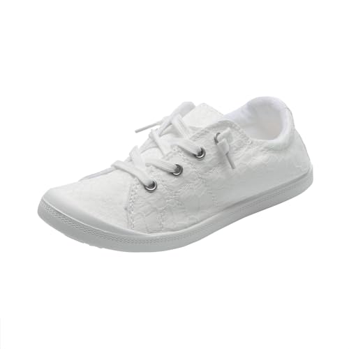 Generisch 2025 Schuhe Damen Weiche Damen Loafer Flache Schuhe Vulkanisierte Leinwand Freizeitschuhe (White, 40) von Generisch