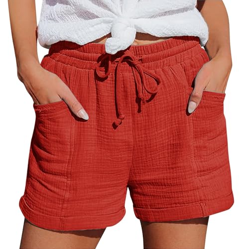 Generisch 2025 Shorts Damen Sommer Musselin Leinen Kurze Hose Baggy Beachshorts Mit Taschen Elastische-Taille-Hose Kurz LäSsige Freizeit Short Leinenhose Bermuda Shorts Damen Sommer Generisch 2025 Shorts Damen Sommer Musselin Leinen Kurze Hose Baggy Beachshorts Mit Taschen Elastische-Taille-Hose Kurz LäSsige Freizeit Short Leinenhose Bermuda Shorts Damen Sommer von Generisch