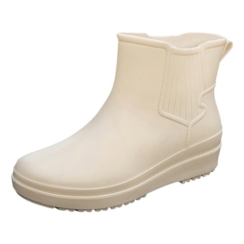 Generisch 2025 Slip Damen Regenschuhe Koreanische Version Einfarbig Mode Kurze Röhre Damen Wasserschuhe (Beige, 39) von Generisch