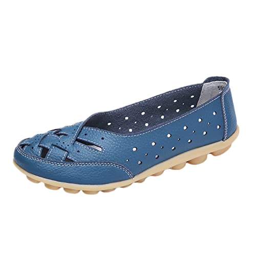 Generisch 2025 Slip On Women Comfort Walking Flat Loafers Freizeitschuhe Driving Loafers Wanderschuhe für Frauen (Light Blue, 37) von Generisch