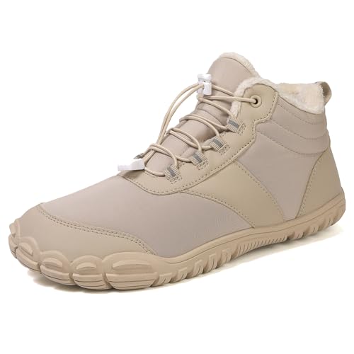 Generisch 2025 Wanderschuhe Winter Barfußschuhe Wanderschuhe für Damen Herren Laufschuhe rutschfest Damen Schuhe Silber Absatz (Beige, 37) von Generisch