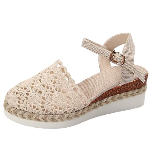 Generisch 2026 Damen Slope High Heel Sandalen Atmungsaktive Sandalen Lady Damen Hausschuhe Regenschutz Schuhe Fahrrad (Beige, 40) von Generisch