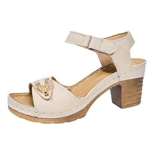 Generisch 2026 Damen Sommer High Heel Sandalen Atmungsaktiv Ausgehöhlter Riemen Lässig Elegant Bequem Schlupfmode Damen Sandalen (39) von Generisch