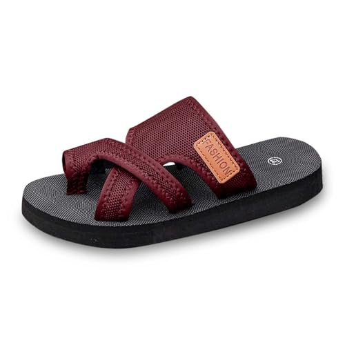Generisch 2026 Damen Sommermode Stoff Flip Flops Outdoor Casual Bequeme Strand Hausschuhe Damen 37 Slide (Brick Red, 40) von Generisch