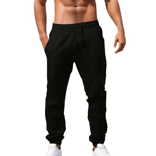 Generisch 2026 - Einfarbige Herrenhose Lockere, atmungsaktive Hose Freizeithose Turnhose Herren (Black, XXXXL) von Generisch