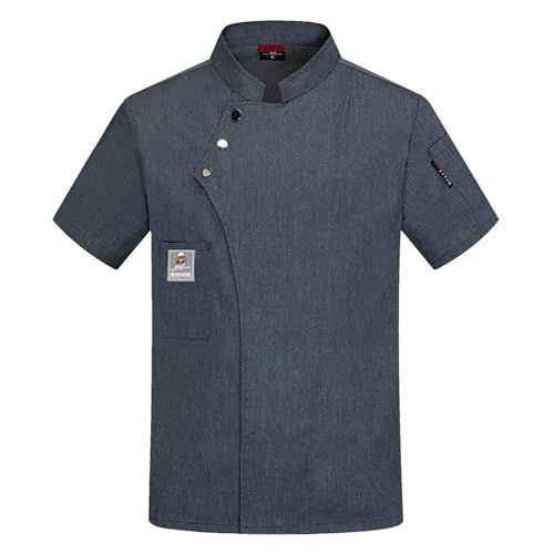 Generisch 2026 - Herren Chef Mantel Jacke Frauen Küche Restaurant Kochen Arbeit Chef Uniformen Hemd Tops Leichter Cardigan Herren (Grey, M) von Generisch