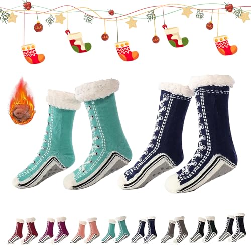 Generisch 2026 New Upgraded version Ultra-Thick Cashmere Slipper Home Socks,Non Slip Comfy Warm,Christmas Socks (2pcs-b) von Generisch