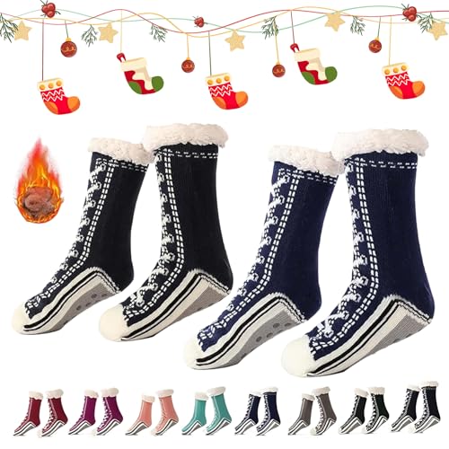 Generisch 2026 New Upgraded version Ultra-Thick Cashmere Slipper Home Socks,Non Slip Comfy Warm,Christmas Socks (2pcs-c) von Generisch