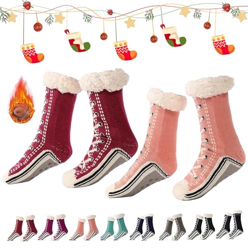 Generisch 2026 New Upgraded version Ultra-Thick Cashmere Slipper Home Socks,Non Slip Comfy Warm,Christmas Socks (2pcs-e) von Generisch