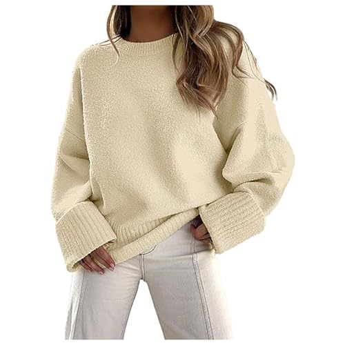 Generisch 2026 Winter Strickpullover Dicker Fadenpullover Rollkragenpullover (Beige, XL) von Generisch