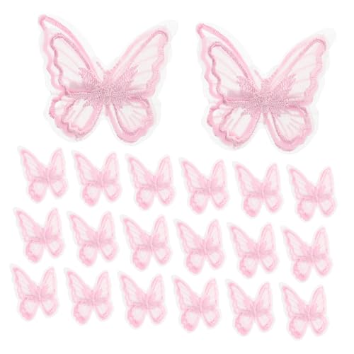 Generisch 20Pcs Clip mit Haarnadelkante Stickerei Haarschmuck Haarklemmen-Set Aufgeklebte Haarspange Stilvolle Haarclips Haarschmuck für Frauen DIY-Stickerei-Haarspangen Stickerei Mesh Rosa von Generisch