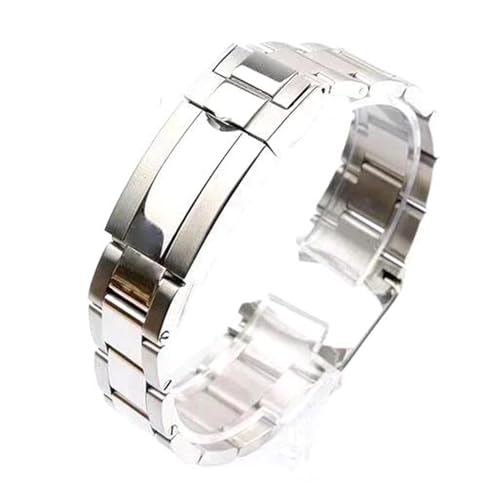 Generisch 20mm 21mm 904L Uhrenarmbänder NH35 NH36 Herren Glide Lock Verschluss Uhrenarmband aus massivem Edelstahl(Bright silver 2) von Generisch