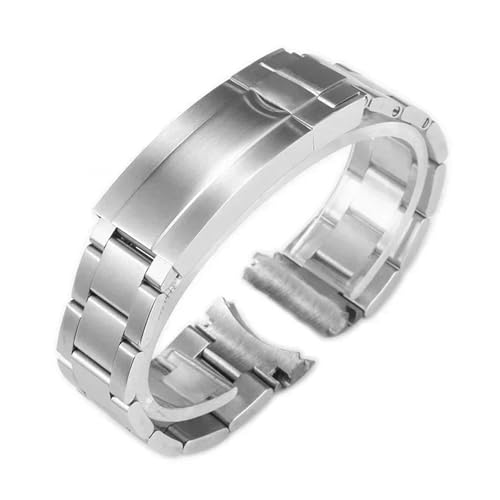 Generisch 20mm 21mm 904L Uhrenarmbänder NH35 NH36 Herren Glide Lock Verschluss Uhrenarmband aus massivem Edelstahl(Frosted silver 2) von Generisch