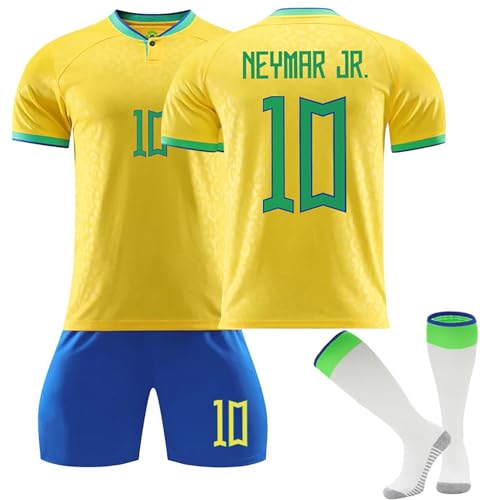 Generisch 22/23 Brasilian Hause/Auswärts Fußball Trikots Shorts Socken Set für Kinder/Erwachsene, Nr.10/20 Fussball Trikot Trainingsanzug für Jungen Herren von Generisch