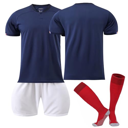 Generisch 22/23 Frankreich Fußballtrikot，Hause/Auswärts Fußball Trikots Shorts Socken Set, Erwachsene/Kinder Fussball Jersey Trainingsanzug，Frankreich Trikot für Junge Herren von Generisch