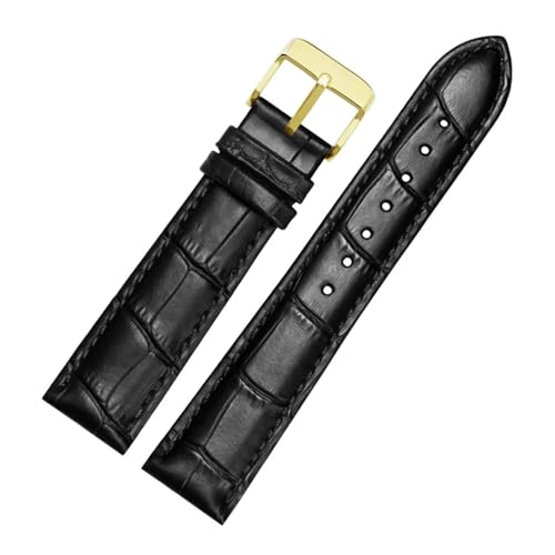 Generisch 22mm 23 24 26mm 28mm Uhrenarmband Dornschließe Herren Lederarmband Universal Uhrenarmband Krokodilmuster(Black RG,21mm) von Generisch