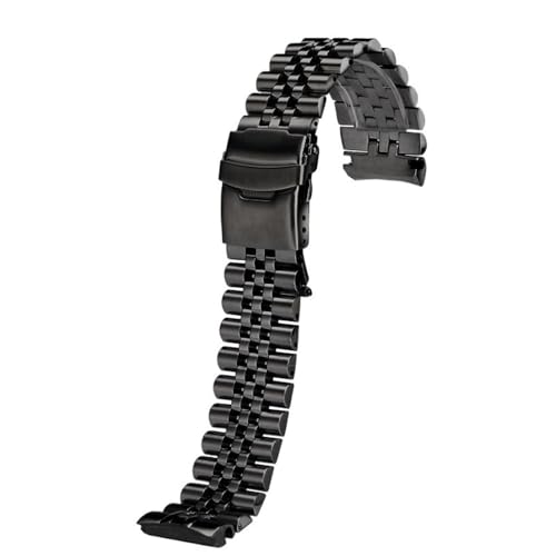 Generisch 22mm Edelstahl Armband Metall Uhrenarmband Schnellverschluss Armband Ersatz Uhrenzubehör(A-Black) von Generisch