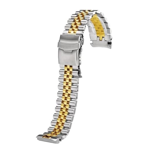 Generisch 22mm Edelstahl Armband Metall Uhrenarmband Schnellverschluss Armband Ersatz Uhrenzubehör(A-Silver+Gold) von Generisch