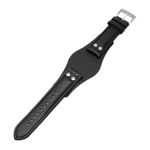 Generisch 22mm Lederarmband mit Matte CH2891 CH3051 CH2564 CH2565 Uhrenarmband Handgefertigtes Herren-Lederarmband(Black silver buckle) von Generisch