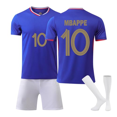 Generisch 24/25 Frankreich Fußballtrikot, Hause/Auswärts Fußball Trikots Shorts Socken Set Kinder/Erwachsene, Fussball Trikot Trainingsanzug，Frankreich Trikot für Jungen Herren von Generisch