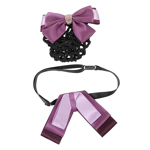 Generisch 2St Haarknotennetz seidenband ribbon haarpin hair prong haarklammer haarclips Zubehör Bobby Föhnbürste lockig braune Haargriffe Haarknoten-Clip Haarnetze für Damen Stoff Violett von Generisch