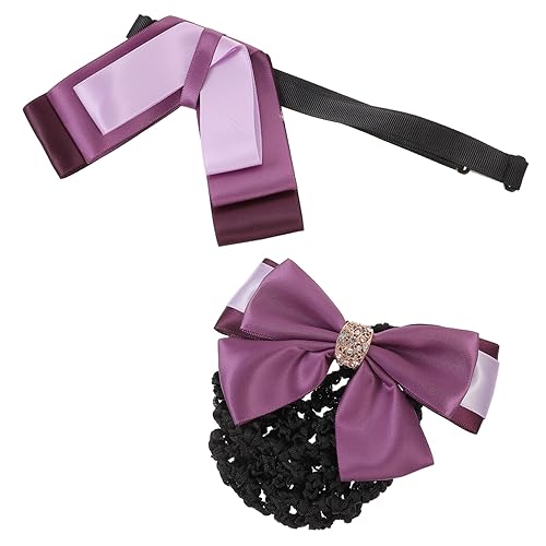 Generisch 2St Haarnetze für Frauen seidenband ribbon haarklammern haar clips spangen bandalette Schleifenhaar glatt Haar Strass Abs Eber Hub Brötchenclips Haarknotenabdeckung Stoff Violett von Generisch